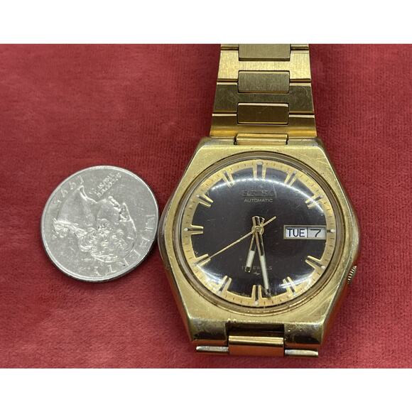 Vintage Seiko 7009- 8079 Watch 17 Jewels Automatic Day Date Running Gold Tone - Picture 6 of 11